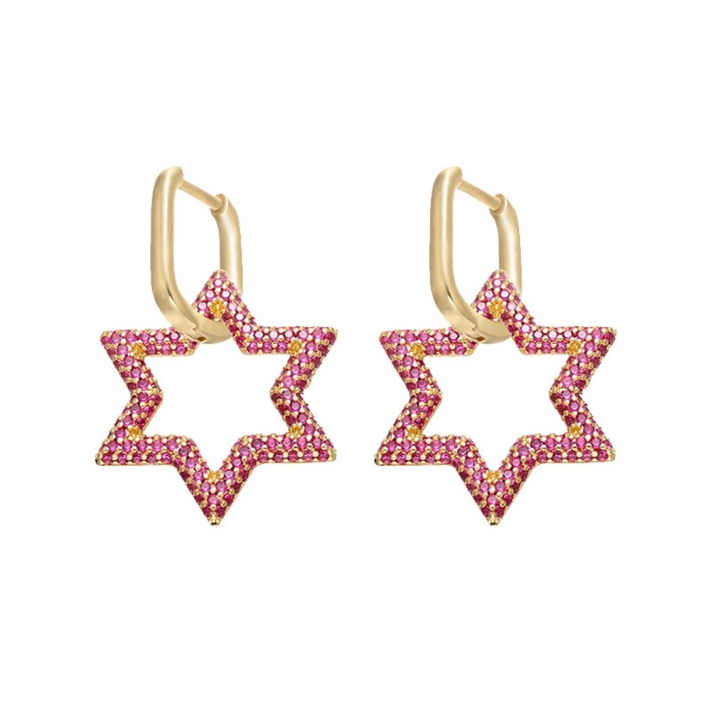 Cubic Zirconia star hoop earrings